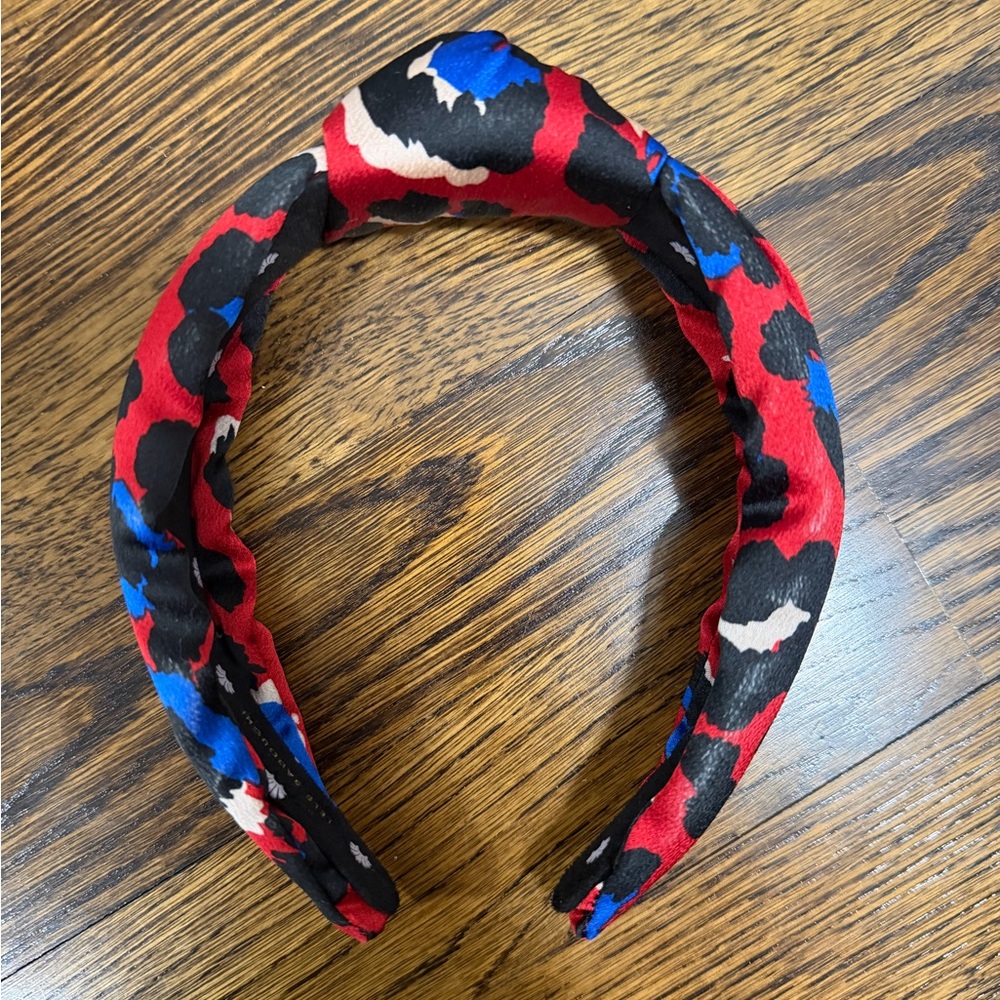 Lele Sadoughi Red, Black & Blue Leopard TopKnot Headband